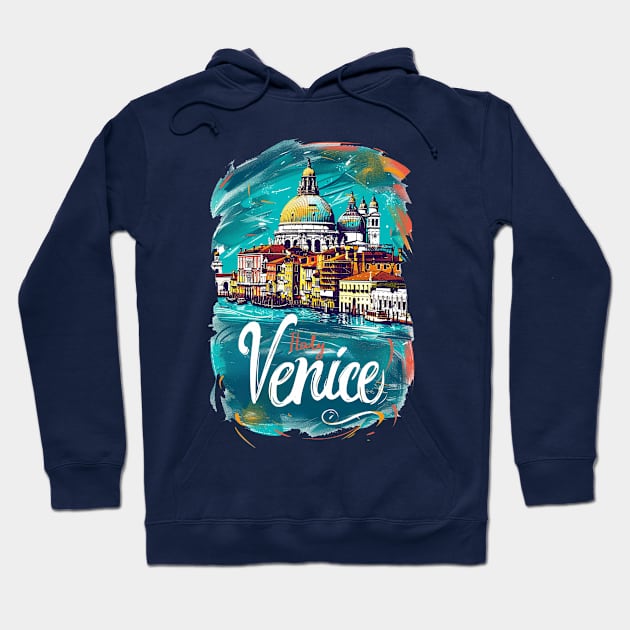 Venice Retro Italy poster Hoodie by GreenMary Design